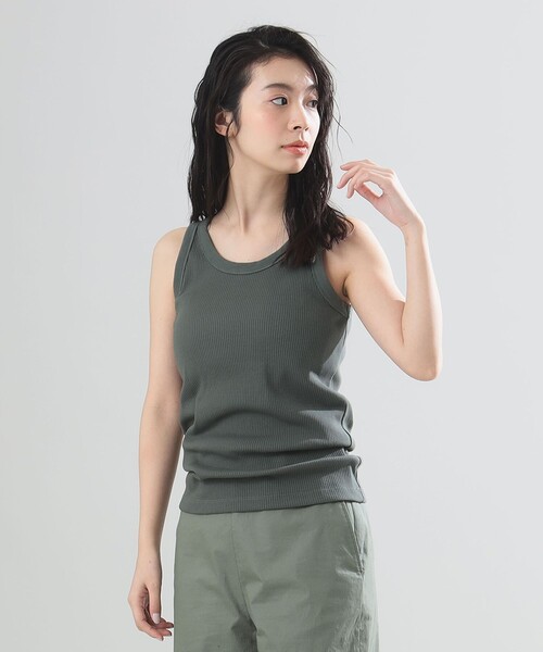 Demi-Luxe BEAMS(デミルクス ビームス)の「AK+1 / リブ タンクトップ(タンクトップ・レディース・ホワイト/オリーブ・ONE SIZE)」の15枚目の写真
