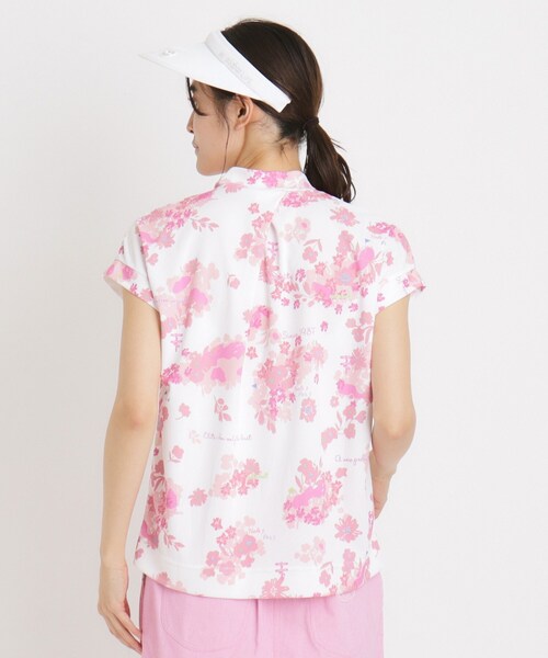adabat(アダバット)の「UVカット/吸水速乾 フラワープリントモックネックT(Tシャツ/カットソー・レディース・ピンク系その他/ネイビー系/ブルー系5・36/38/40/42)」の4枚目の写真