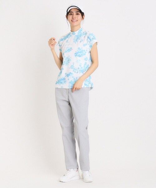 adabat(アダバット)の「UVカット/吸水速乾 フラワープリントモックネックT(Tシャツ/カットソー・レディース・ピンク系その他/ネイビー系/ブルー系5・36/38/40/42)」の9枚目の写真