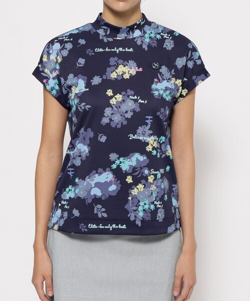 adabat(アダバット)の「UVカット/吸水速乾 フラワープリントモックネックT(Tシャツ/カットソー・レディース・ピンク系その他/ネイビー系/ブルー系5・36/38/40/42)」の16枚目の写真
