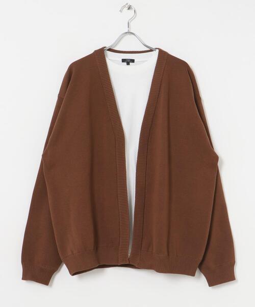 ITEMS URBANRESEARCH(アイテムズ アーバンリサーチ)の「Mウォッシャブルミラノリブカーディガンインナーセット(ニット/セーター・メンズ・カーキ/ブラック/ブラウン/ベージュ・LARGE/MEDIUM)」の1枚目の写真