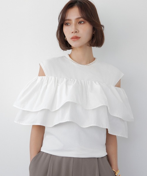 tシャツ 「2025SS」マルチフリルカットソー「取り外し可能/洗える」 レディース セール】【2025SS】マルチフリルカットソー【取り外し可能