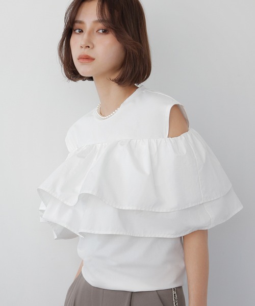 【大特価】新品タグ付き 完売 カットソー ベアトリス 白 フリル GOLDJAPAN 大きいサイズ レディース トップス Tシャツ