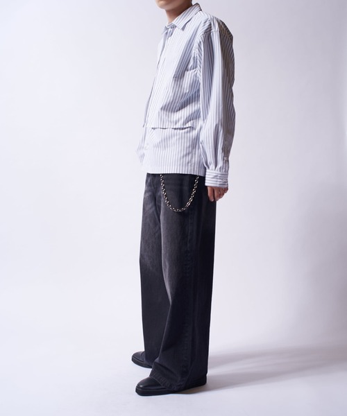 Lui's（ルイス）の「【Neucon/ニューコン】ガンフラップオーバサイズストライプシャツ（シャツ/ブラウス・メンズ・サックスブルー/ホワイト・2/1）」の20枚目の写真