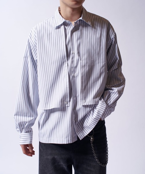 Lui's（ルイス）の「【Neucon/ニューコン】ガンフラップオーバサイズストライプシャツ（シャツ/ブラウス・メンズ・サックスブルー/ホワイト・2/1）」の14枚目の写真