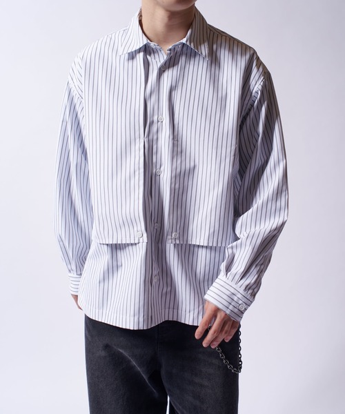 Lui's（ルイス）の「【Neucon/ニューコン】ガンフラップオーバサイズストライプシャツ（シャツ/ブラウス・メンズ・サックスブルー/ホワイト・2/1）」の15枚目の写真