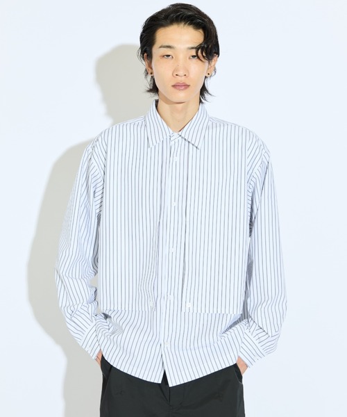 Lui's（ルイス）の「【Neucon/ニューコン】ガンフラップオーバサイズストライプシャツ（シャツ/ブラウス・メンズ・サックスブルー/ホワイト・2/1）」の3枚目の写真