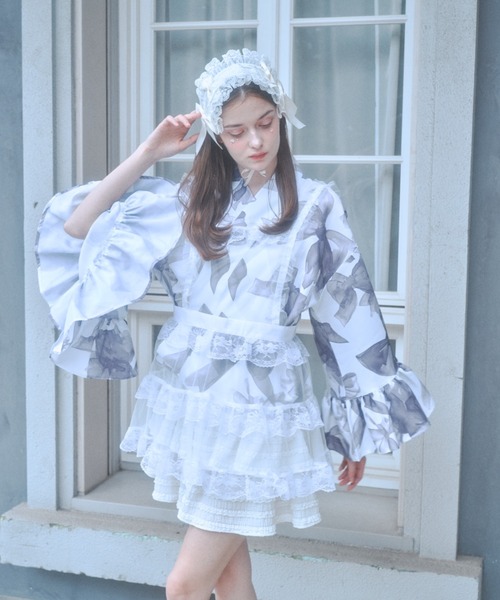 Lovilyn 推し活チュールエプロンワンピース 白 Lovilyn(ラヴィリン)の「推し活チュールエプロンワンピース