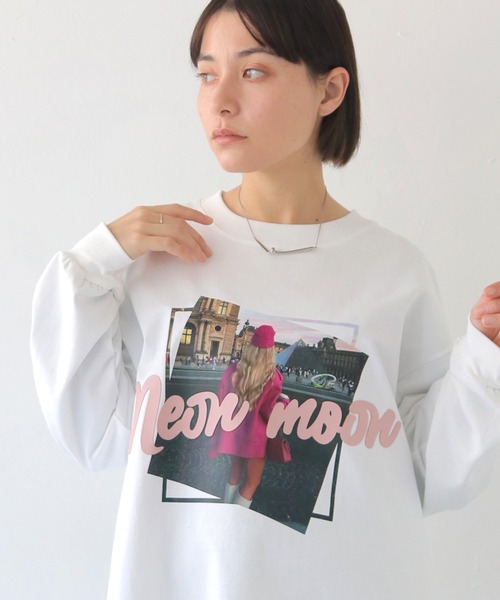 HER CLOSET(ハークローゼット)の「【shemoshelly】Neon Moonオーバーサイズグラフィック ロンT(Tシャツ/カットソー・レディース・ブラック/ホワイト・FREE)」の6枚目の写真