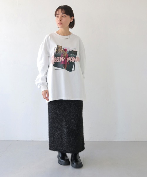 HER CLOSET(ハークローゼット)の「【shemoshelly】Neon Moonオーバーサイズグラフィック ロンT(Tシャツ/カットソー・レディース・ブラック/ホワイト・FREE)」の7枚目の写真
