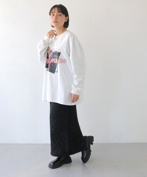 HER CLOSET(ハークローゼット)の「【shemoshelly】Neon Moonオーバーサイズグラフィック ロンT(Tシャツ/カットソー・レディース・ブラック/ホワイト・FREE)」の9枚目の写真