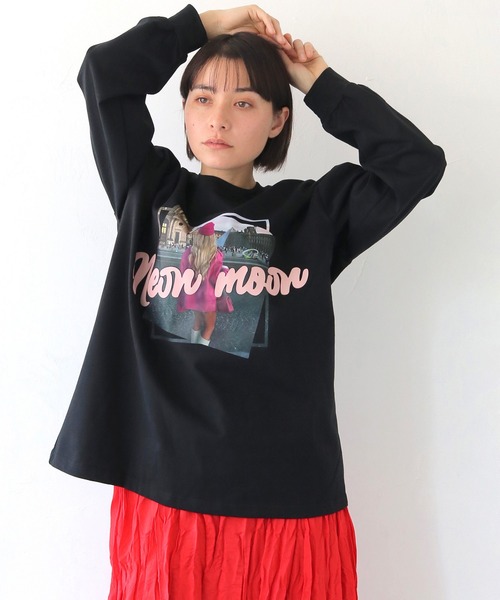 HER CLOSET(ハークローゼット)の「【shemoshelly】Neon Moonオーバーサイズグラフィック ロンT(Tシャツ/カットソー・レディース・ブラック/ホワイト・FREE)」の10枚目の写真