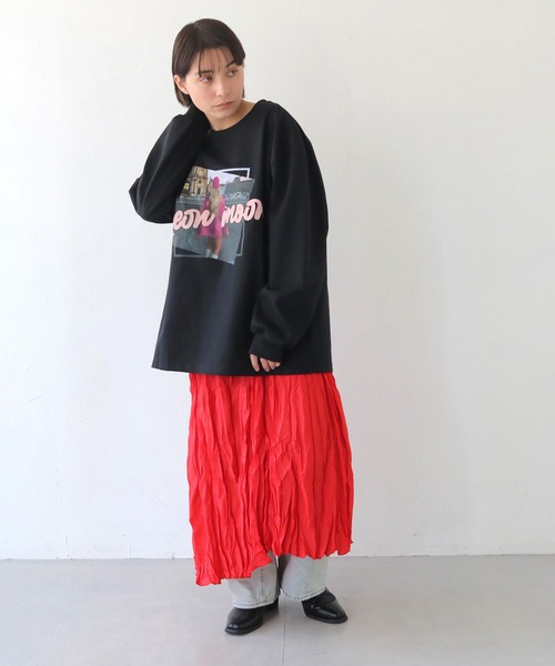 HER CLOSET(ハークローゼット)の「【shemoshelly】Neon Moonオーバーサイズグラフィック ロンT(Tシャツ/カットソー・レディース・ブラック/ホワイト・FREE)」の14枚目の写真