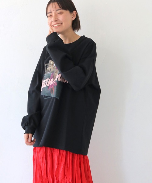 HER CLOSET(ハークローゼット)の「【shemoshelly】Neon Moonオーバーサイズグラフィック ロンT(Tシャツ/カットソー・レディース・ブラック/ホワイト・FREE)」の11枚目の写真