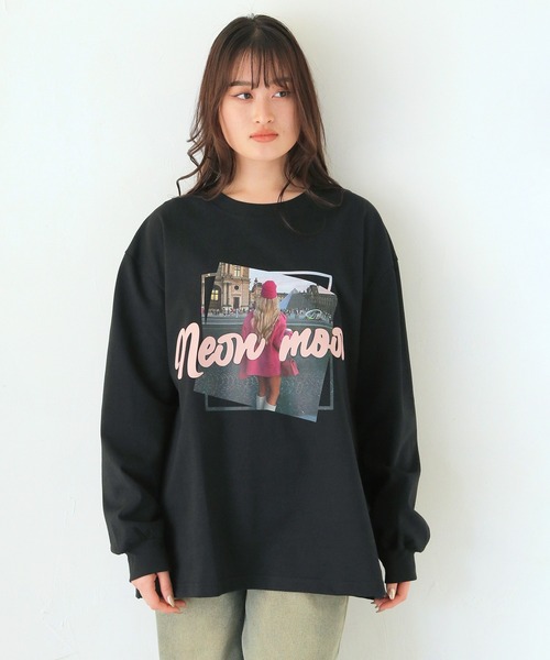 HER CLOSET(ハークローゼット)の「【shemoshelly】Neon Moonオーバーサイズグラフィック ロンT(Tシャツ/カットソー・レディース・ブラック/ホワイト・FREE)」の20枚目の写真