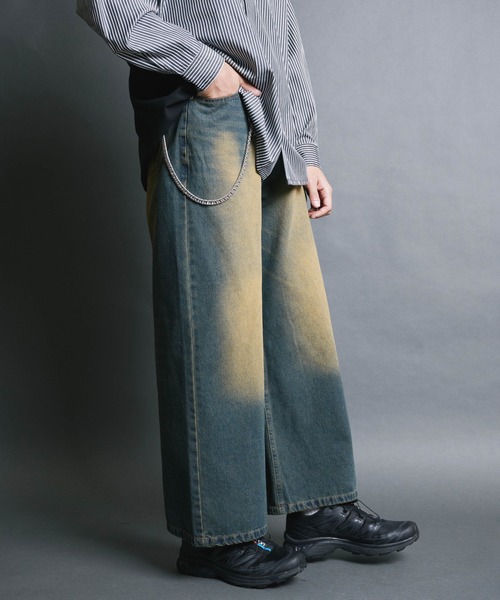 Magine(マージン)の「【SELECT】IR:WALLET CHAIN 10.5oz OVER DYED DENIM/ウォレットコード チェーン付き オーバー ダイ デニムパンツ(デニムパンツ・メンズ・ネイビー/ブラック・L/M)」の2枚目の写真
