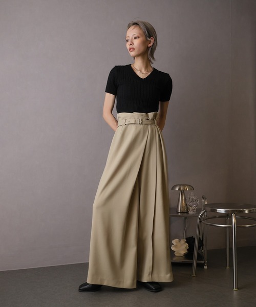 Doula Doula(ドゥーラドゥーラ)の「ハカマタックワイドパンツ(その他パンツ・レディース・ベージュ/ブラック/ライトグレー/ブラウン・マルチサイズ)」の9枚目の写真