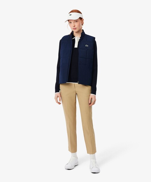 LACOSTE（ラコステ）の「ハイストレッチ バイカラーポロカラーゴルフニットセーター（ポロシャツ・レディース・ネイビー/オフホワイト・38/36/34）」の8枚目の写真