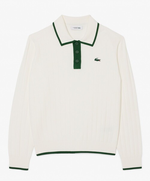 LACOSTE（ラコステ）の「ハイストレッチ バイカラーポロカラーゴルフニットセーター（ポロシャツ・レディース・ネイビー/オフホワイト・38/36/34）」の11枚目の写真