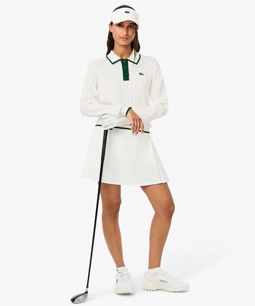 LACOSTE（ラコステ）の「ハイストレッチ バイカラーポロカラーゴルフニットセーター（ポロシャツ・レディース・ネイビー/オフホワイト・38/36/34）」の13枚目の写真