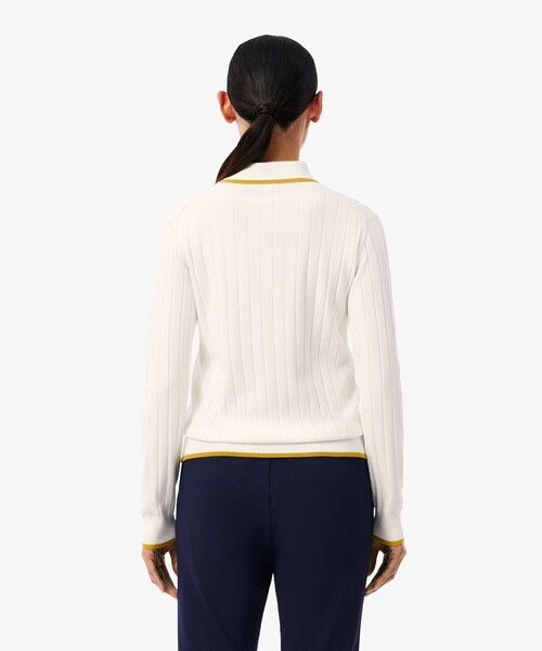 LACOSTE（ラコステ）の「ハイストレッチ バイカラーポロカラーゴルフニットセーター（ポロシャツ・レディース・ネイビー/オフホワイト・38/36/34）」の15枚目の写真