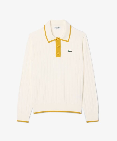 LACOSTE（ラコステ）の「ハイストレッチ バイカラーポロカラーゴルフニットセーター（ポロシャツ・レディース・ネイビー/オフホワイト・38/36/34）」の16枚目の写真