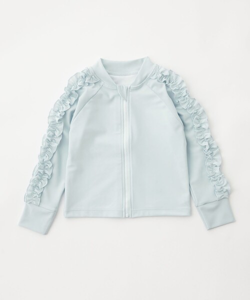 green label relaxing（グリーンレーベルリラクシング）の「GLR フリル マエアキ ラッシュガード/ キッズ 100cm-130cm（水着・キッズ・ライトブルー/ライラック・100cm/110cm/120cm/130cm）」の5枚目の写真