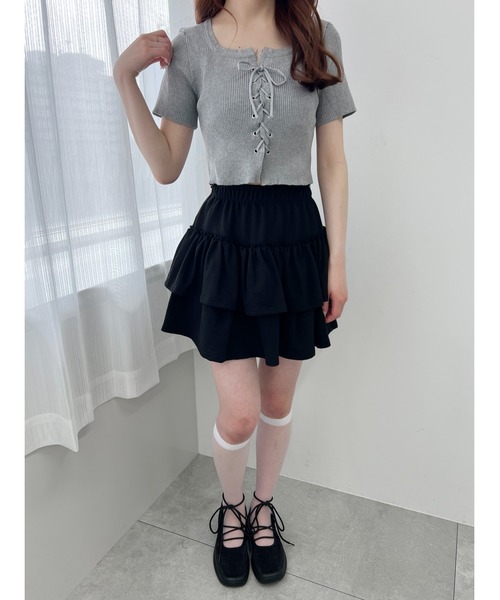 WEGO(ウィゴー)の「【PHILLY】レースアップ半袖トップス(Tシャツ/カットソー・レディース・ブラック/ホワイト/グレー・FREE)」の20枚目の写真