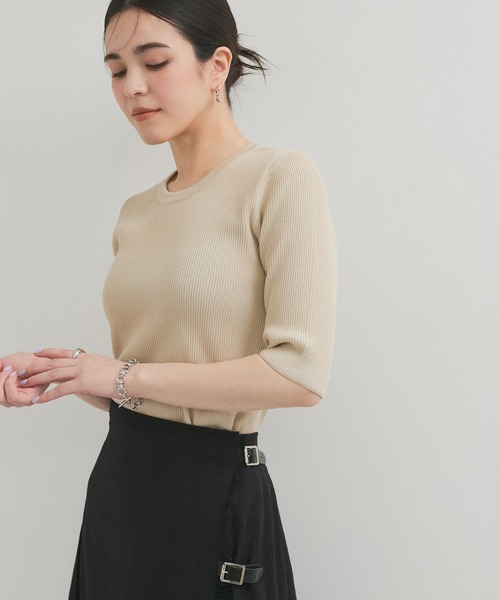 le cercle ADAM ET ROPE'(ルセルクルアダムエロペ)の「スイスコットン5分袖TEE(Tシャツ/カットソー・レディース・ブルー系その他5/ブラック系その他/ベージュ系その他/ライトグレー・FREE)」の15枚目の写真