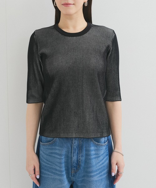 le cercle ADAM ET ROPE'(ルセルクルアダムエロペ)の「スイスコットン5分袖TEE(Tシャツ/カットソー・レディース・ブルー系その他5/ブラック系その他/ベージュ系その他/ライトグレー・FREE)」の17枚目の写真