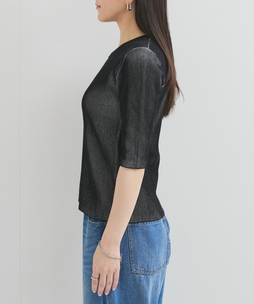 le cercle ADAM ET ROPE'(ルセルクルアダムエロペ)の「スイスコットン5分袖TEE(Tシャツ/カットソー・レディース・ブルー系その他5/ブラック系その他/ベージュ系その他/ライトグレー・FREE)」の18枚目の写真