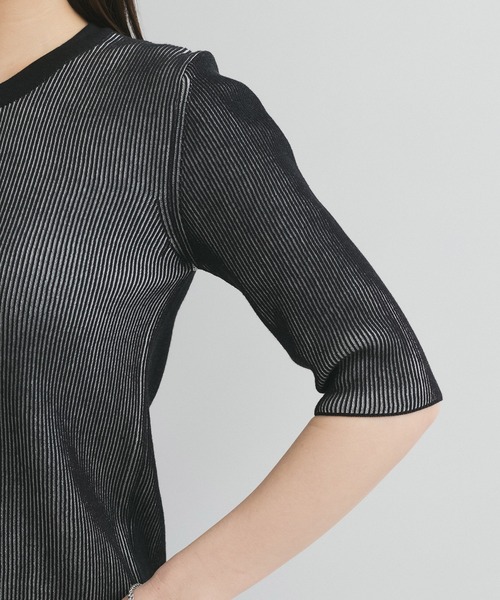 le cercle ADAM ET ROPE'(ルセルクルアダムエロペ)の「スイスコットン5分袖TEE(Tシャツ/カットソー・レディース・ブルー系その他5/ブラック系その他/ベージュ系その他/ライトグレー・FREE)」の21枚目の写真