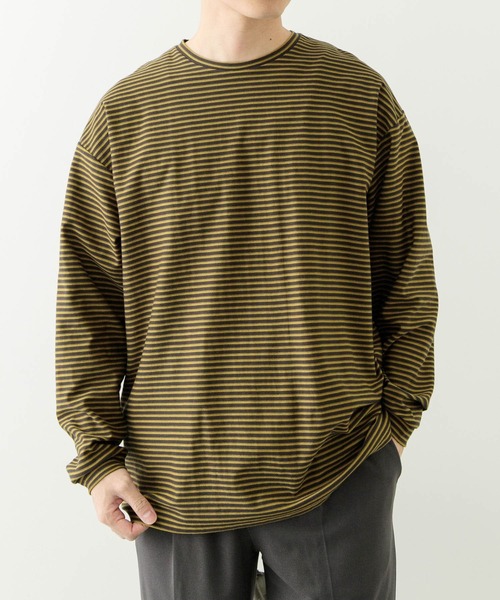 ITEMS URBANRESEARCH（アイテムズ アーバンリサーチ）の「天竺ボーダーロングスリーブカットソー（Tシャツ/カットソー・メンズ・ブルー/チャコールグレー/ブラウン・MEDIUM/LARGE）」の3枚目の写真