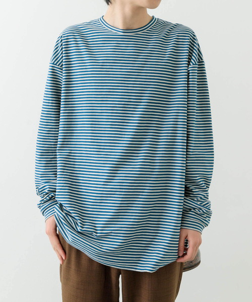 ITEMS URBANRESEARCH（アイテムズ アーバンリサーチ）の「天竺ボーダーロングスリーブカットソー（Tシャツ/カットソー・メンズ・ブルー/チャコールグレー/ブラウン・MEDIUM/LARGE）」の21枚目の写真