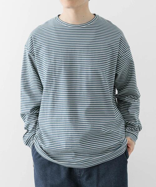 ITEMS URBANRESEARCH(アイテムズ アーバンリサーチ)の「天竺ボーダーロングスリーブカットソー(Tシャツ/カットソー・メンズ・ブルー/チャコールグレー/ブラウン・MEDIUM/LARGE)」の9枚目の写真