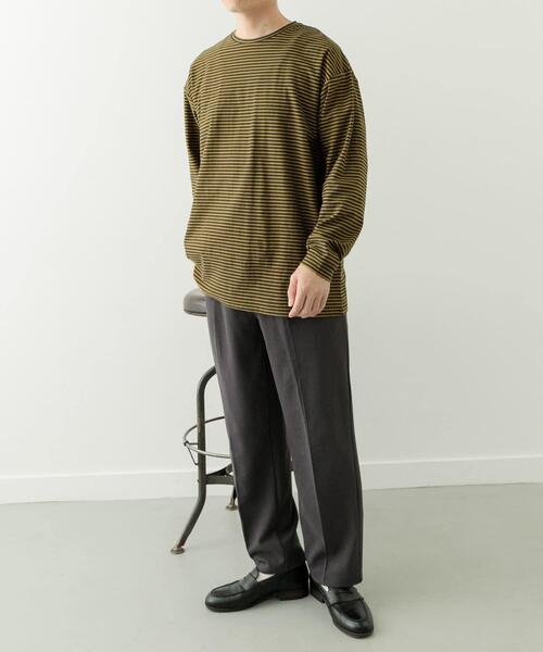 ITEMS URBANRESEARCH(アイテムズ アーバンリサーチ)の「天竺ボーダーロングスリーブカットソー(Tシャツ/カットソー・メンズ・ブルー/チャコールグレー/ブラウン・MEDIUM/LARGE)」の6枚目の写真