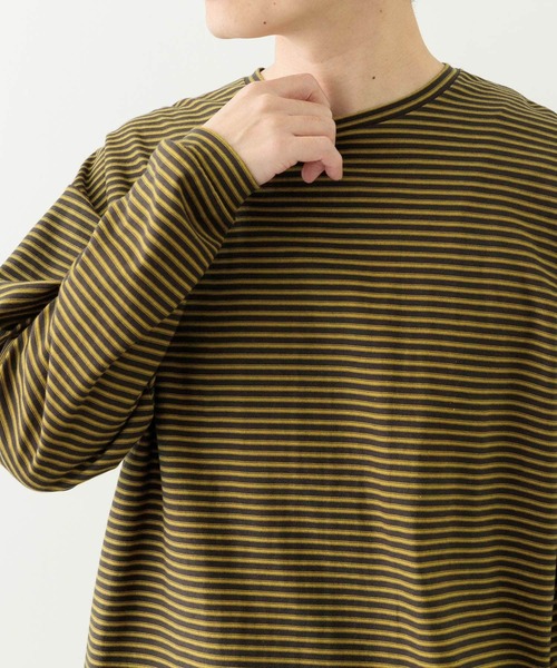 ITEMS URBANRESEARCH（アイテムズ アーバンリサーチ）の「天竺ボーダーロングスリーブカットソー（Tシャツ/カットソー・メンズ・ブルー/チャコールグレー/ブラウン・MEDIUM/LARGE）」の4枚目の写真