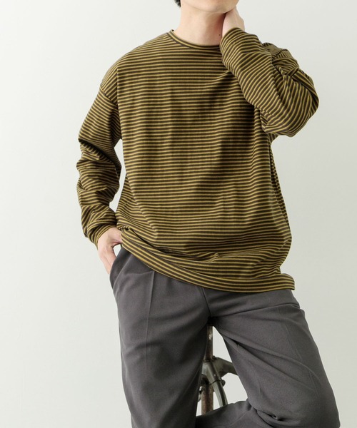 ITEMS URBANRESEARCH（アイテムズ アーバンリサーチ）の「天竺ボーダーロングスリーブカットソー（Tシャツ/カットソー・メンズ・ブルー/チャコールグレー/ブラウン・MEDIUM/LARGE）」の8枚目の写真