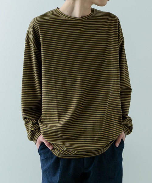 ITEMS URBANRESEARCH（アイテムズ アーバンリサーチ）の「天竺ボーダーロングスリーブカットソー（Tシャツ/カットソー・メンズ・ブルー/チャコールグレー/ブラウン・MEDIUM/LARGE）」の9枚目の写真