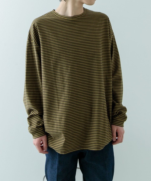 ITEMS URBANRESEARCH（アイテムズ アーバンリサーチ）の「天竺ボーダーロングスリーブカットソー（Tシャツ/カットソー・メンズ・ブルー/チャコールグレー/ブラウン・MEDIUM/LARGE）」の10枚目の写真