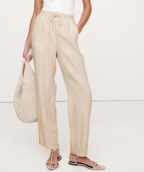 Banana Republic（バナナリパブリック）の「リネン プルオン アンクルパンツ（その他パンツ・レディース・ナチュラル/カーキ/ピンク系その他/ブラック/ブラウン/ブラウン系その他/イエロー/ブルー・S/XS/M/L）」の5枚目の写真