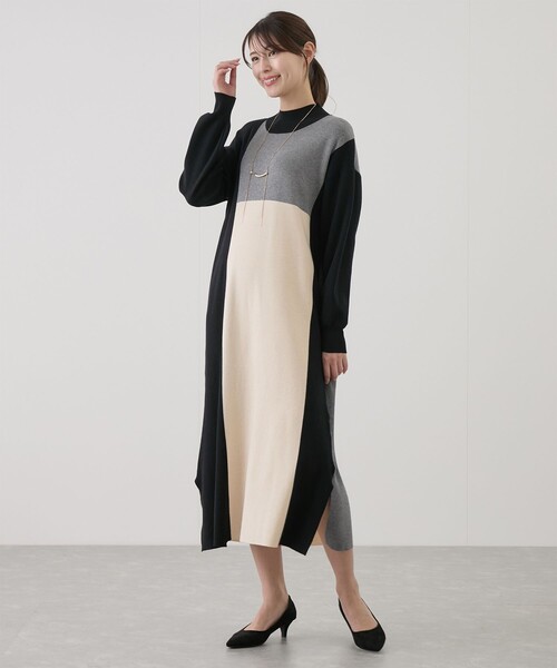 Jayro（ジャイロ）の「前後２WAYパネル細見えワンピース（ワンピース・レディース・ベージュ/ブラック/グレー・FREE）」の6枚目の写真
