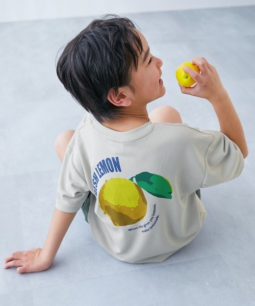 devirock（デビロック）の「【涼感 サラッとメッシュ】× デビラボ プリント 半袖Tシャツ（Tシャツ/カットソー・キッズ・グリーン系1/ブラック系2/ブルー系2/グレー系2/グレー系3/ブラック系1/ブラック系3/パープル系1/ブルー系1/グレー系1/ピンク系1/イエロー系1・100cm/110cm/120cm/130cm/140cm/150cm/160cm）」の6枚目の写真