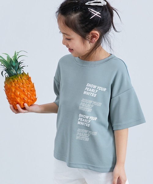 devirock（デビロック）の「【涼感 サラッとメッシュ】× デビラボ プリント 半袖Tシャツ（Tシャツ/カットソー・キッズ・グリーン系1/ブラック系2/ブルー系2/グレー系2/グレー系3/ブラック系1/ブラック系3/パープル系1/ブルー系1/グレー系1/ピンク系1/イエロー系1・100cm/110cm/120cm/130cm/140cm/150cm/160cm）」の8枚目の写真