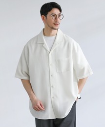 SPU（スプ）の「【イージーケア・吸水速乾・通気性・軽量】綿麻ライクテックキャンバスオーバーサイズ半袖オープンカラーシャツ（シャツ/ブラウス）」