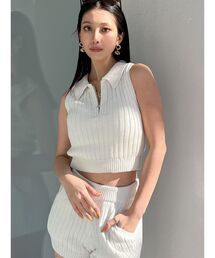 GYDA | ハーフZIPノースリブリーチポロニットトップス【SETUP着用可】(ニット/セーター)