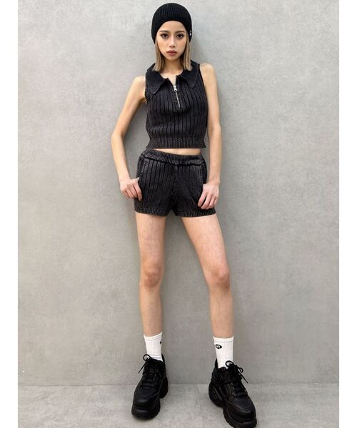 GYDA（ジェイダ）の「ハーフZIPノースリブリーチポロニットトップス【SETUP着用可】（ニット/セーター・レディース・ピンク/ネイビー/ブラック/オフホワイト・FREE）」の6枚目の写真