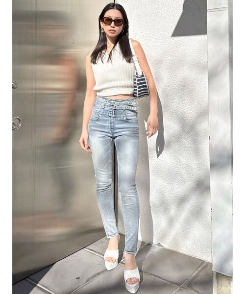 GYDA（ジェイダ）の「ハーフZIPノースリブリーチポロニットトップス【SETUP着用可】（ニット/セーター・レディース・ピンク/ネイビー/ブラック/オフホワイト・FREE）」の14枚目の写真