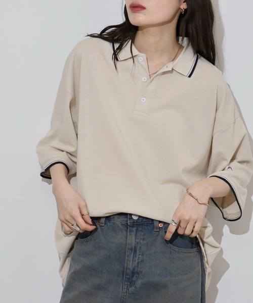 JEMORGAN(ジェーイーモーガン)の「JEMORGAN T/Cカノコ ラインリブ半袖ポロシャツ(ポロシャツ・メンズ・ネイビー/ベージュ/ブラック/オフホワイト・XL/L/M)」の4枚目の写真