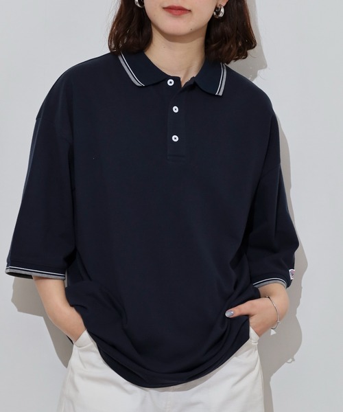 JEMORGAN(ジェーイーモーガン)の「JEMORGAN T/Cカノコ ラインリブ半袖ポロシャツ(ポロシャツ・メンズ・ネイビー/ベージュ/ブラック/オフホワイト・XL/L/M)」の1枚目の写真